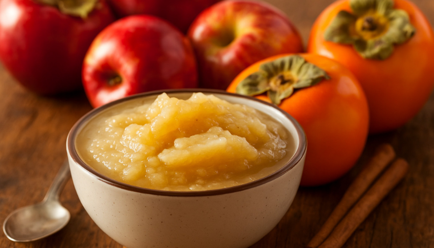 Compote pomme-kaki : en vrac, bio & sans sucres, c’est la meilleure !